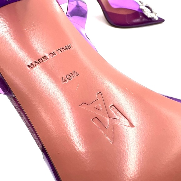 Amina Muaddi Begum Crystal-embellished Pvc Slingback Pumps In Violet - Picture 7 of 11